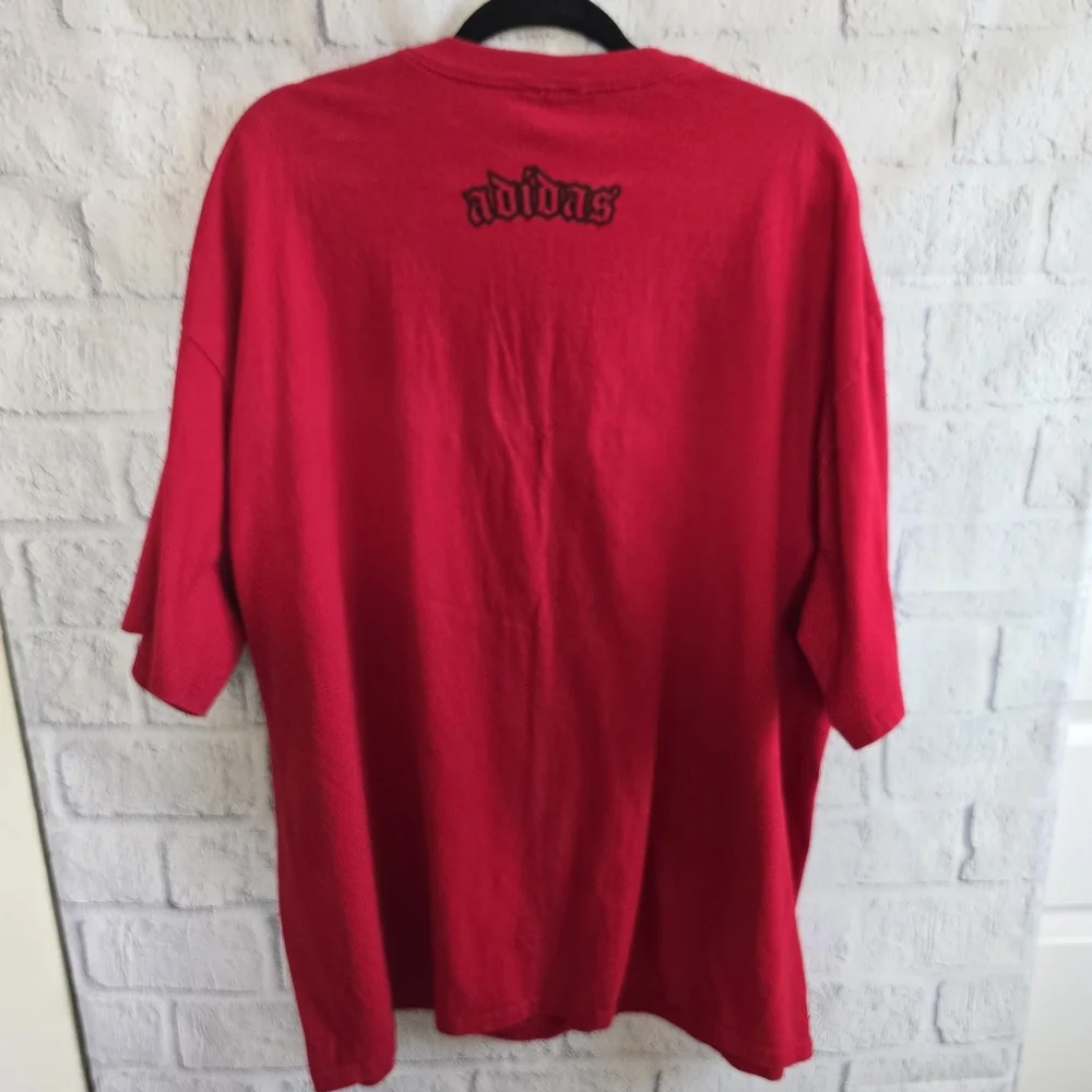 Y2K‎ Vintage Adidas Red Spray Paint Logo Oversized Tee Men's Size 2XL